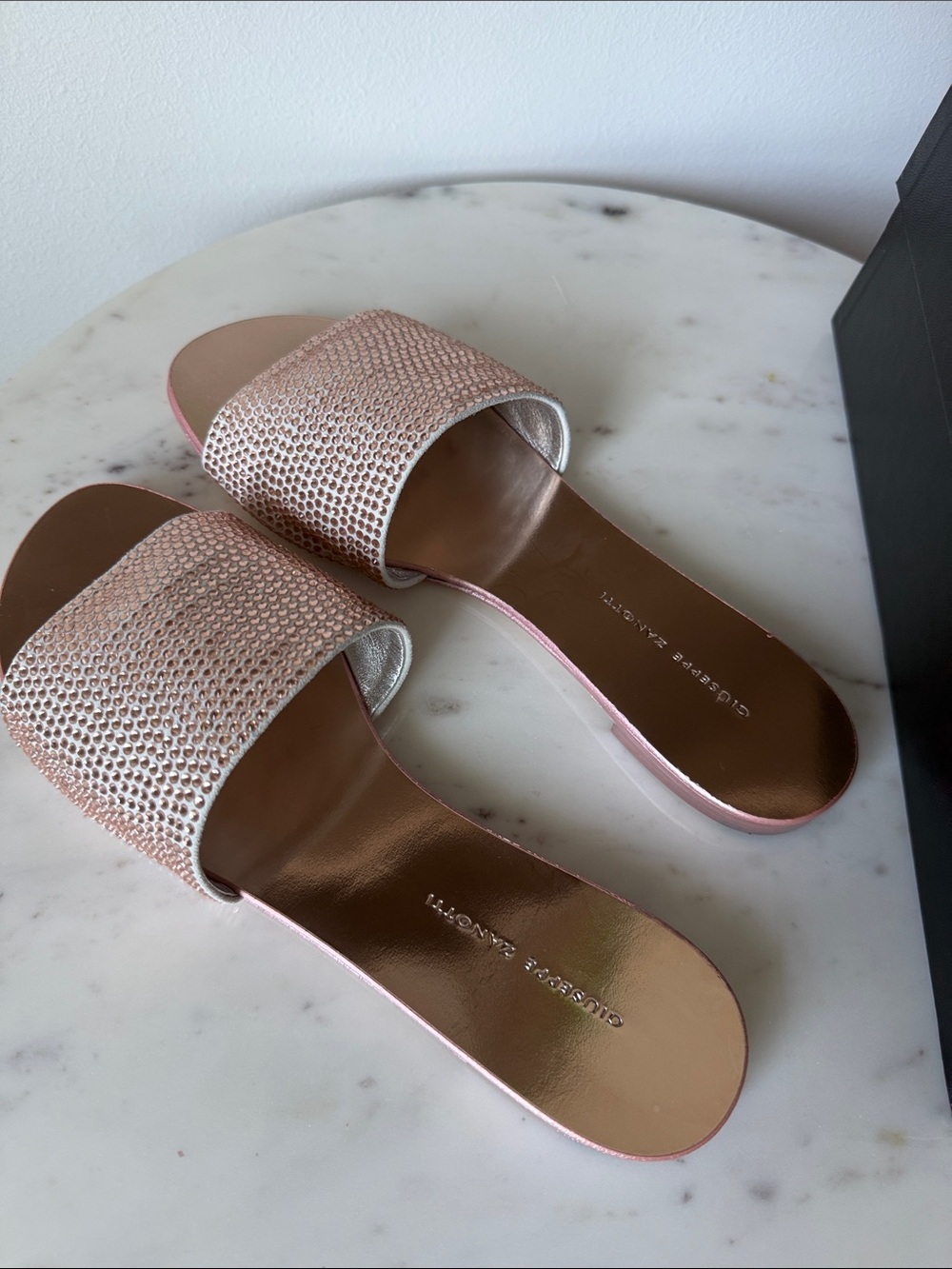 Giuseppe Zanotti Blush Crystal Slide Sandals Size 39 NWT